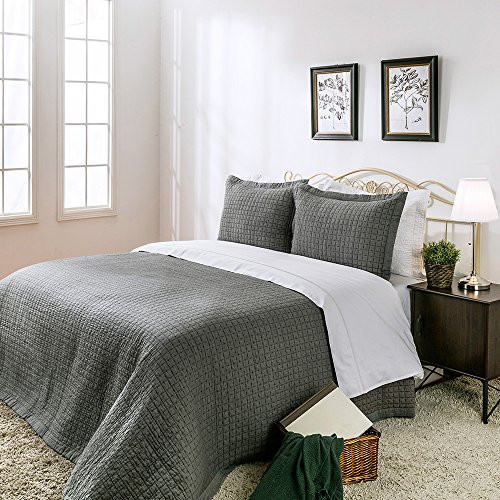 Elegant Life Cotton Chambray Cross Pic-Stitch Bedding Quilts and Shams