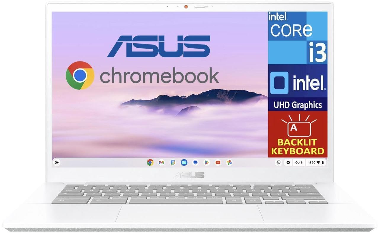 ASUS Chromebook Plus CX34 with Google AI 14.0" FHD Display (Intel i3-1215U, Intel UHD Graphics, 8GB LPDDR5, 128GB SSD, Backlit KB, WiFi 6, HD Webcam, Bluetooth 5.4, Chrome OS) (Renewed)