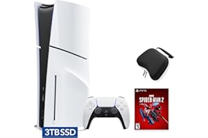 Sony PlayStation 5 Slim Upgraded 3TB Disc Edition Spider-Man 2 Bundle - White, Slim PS5 Upgraded 3TB Ultra Fast SSD Gaming Console Bundle with Wireless Controller and C-Gamers Controller Storage Case