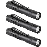 hoeslaw Mini Flashlight, AAA Small Pen Light with Clip, Portable 500lm Pocket Pen Flashlight for Inspection Repair Outdoor Emergency (3 Pack, Black, 3.5")