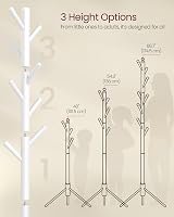 VASAGLE RCR04WT Wooden Coat Rack 8 Hooks Adjustable 3 Heights White view 7