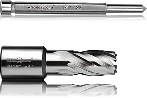 ANGELSWORD HSS Annular Cutter Diameter 9/16", Cutting Depth 1" M2 High Speed Steel, Mag Drill Bits Kit for Magnetic Drill Press, with One 1/4"*3" Pilot Pin