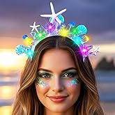 ACEDRE Light Up Mermaid Headband Birthday Crown Seashell Ocean Birthday Hair Accessories for Women