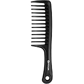 HYOUJIN Large Wide Tooth Comb Detangling for Curly,Wet,Dry Hair,Black | Smooth Rounded Teeth Hair Comb for Women,Men,Shower,Detangler Brush for Styling,Ergonomic Handle,for Long,Short Hair