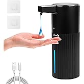 Automatic Liquid Soap Dispenser Touchless,13.52oz Wall Mounted Rechargeable Smart Hand Soap Dispenser, 4-Level Adjustable, for Kitchen Bathroom Office Kids Family （Black）