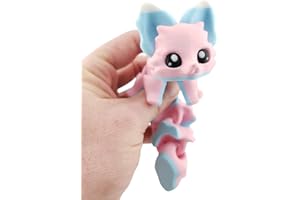 THE GEEK GALLERIA Carly The Cotton Candy Fox 7.5 Inches - 3D Printed Fidget Fantasy Creature