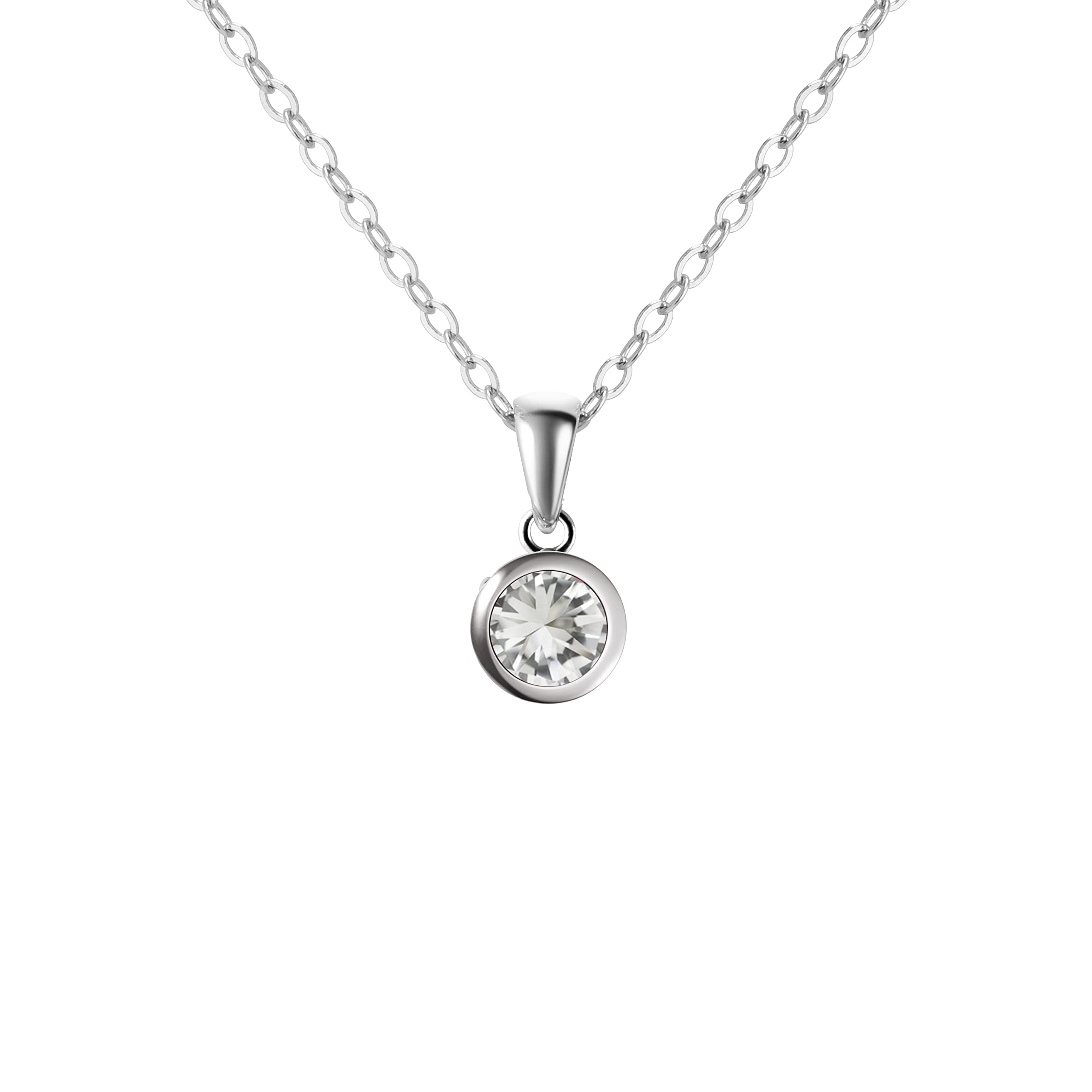 Franki Baker Small Dainty Natural White Topaz Gemstone Pendant Necklace on 925 Sterling Silver. Chain Length: 50cm
