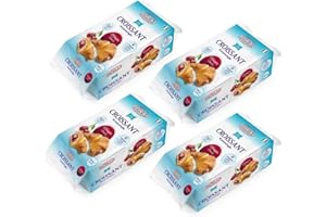 DORA3 Croissant Di Pastasfoglia - Authentic Italian Pastry with Cherry Filling - Snack Box Ideal for Breakfast, Dessert & Pairing with Coffee or Tea - 300g Each - Pack of 4