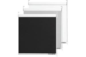 LINKCOO 100% Blackout Roller Window Shades, Room Darkening Window Blinds with Thermal Insulated Fabric, Roll Pull Down Shades for Home and Office (Black)-Width 70", Max Drop Height 72"