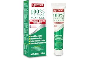 LADYGO Advance Silicone Scar Cream Gel: Old & New Scars Treatment Stretch Marks Removal - Body Face Surgical Skin Healing - Recovery C-Section Keloids Injury Acne Wound Dark Spot for Kids 1oz (30 g) (Green)