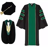 Ariro Unisex Deluxe Doctoral Graduation Gown and Doctoral Hood 8 Sided Tam Package