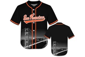 FANS4US Kids Baseball City Night Skyline Jersey Shirt Printing Apparel for Boy Girl Fans Uniform Gifts Toddler 4-7 Youth 8-20 Years