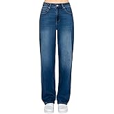Wax Jean - Basic Straight Wide Leg Jeans - 90367 Darkblue