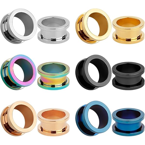 Anodized Black Surgical Steel Double Flare Plugs - 1-5/8 Inch (41mm) Flesh Tunnels, 1 Pair