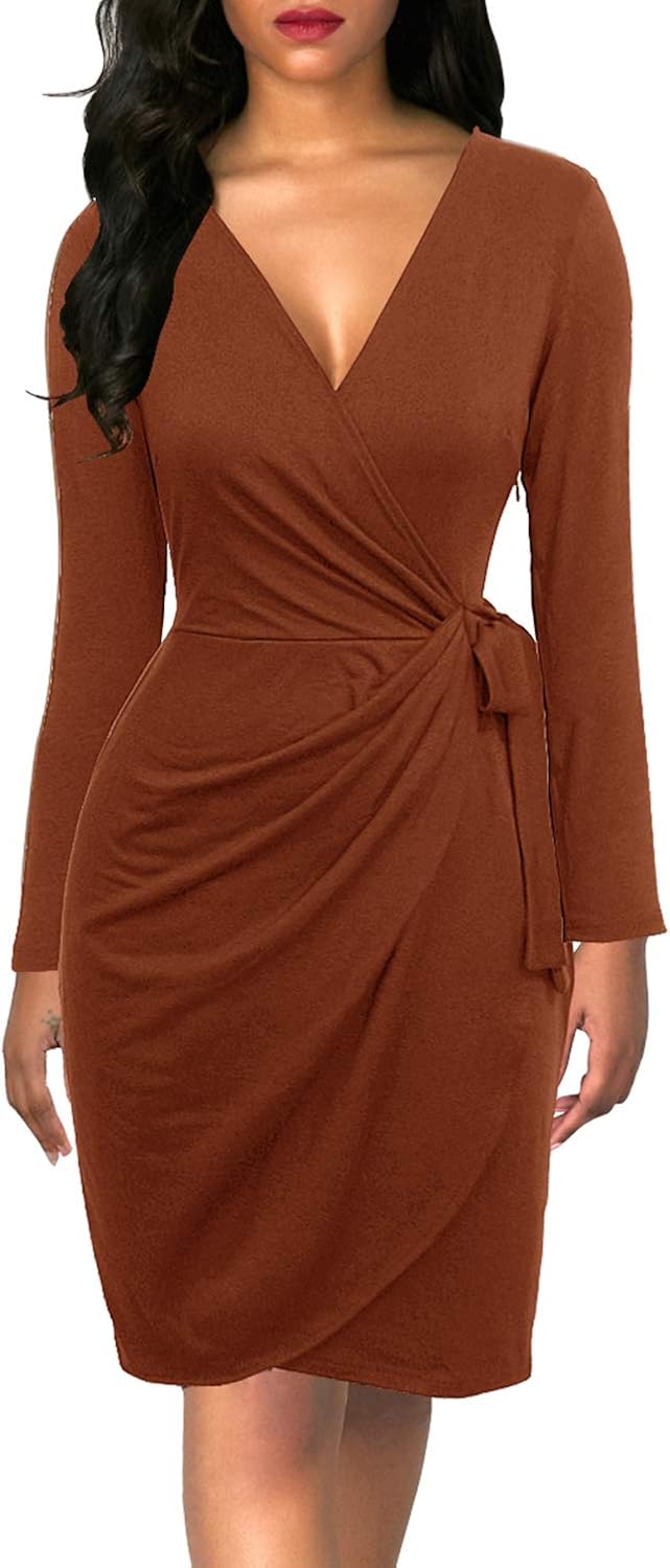 black wrap dress with sleeves