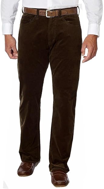 haggar men's 21 wale stretch corduroy expandable waist classic fit plain front pant