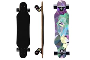 ASKTOM Mini Cruiser Longboard, 31 Inch Small Size Wide Wheel Skateboard, Beginner Stable & Easy-to-Control Skateboard, Suitable for Park & Street Riding, Unique Flame Pattern