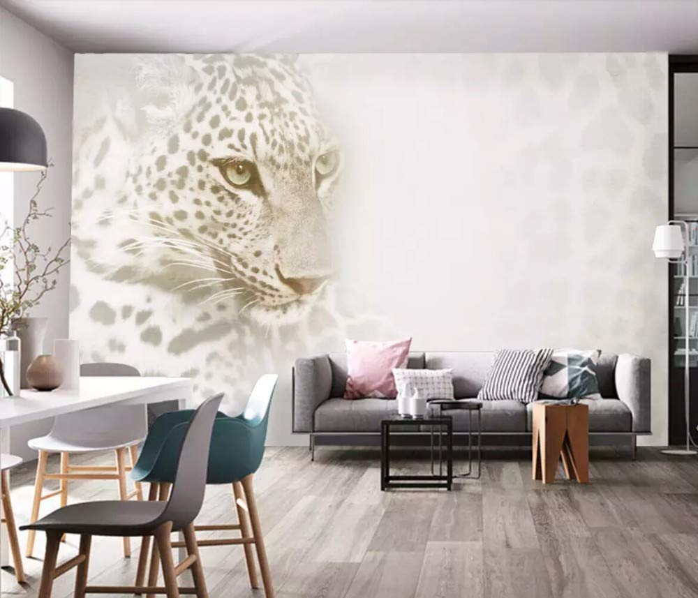 Transparent leopard face mural wall