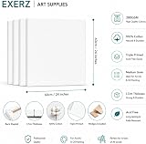 EXERZ 60x60cm Pre-Stretched Canvas 4 Pack 1.7cm 280GSM Cotton Triple Primed view 2