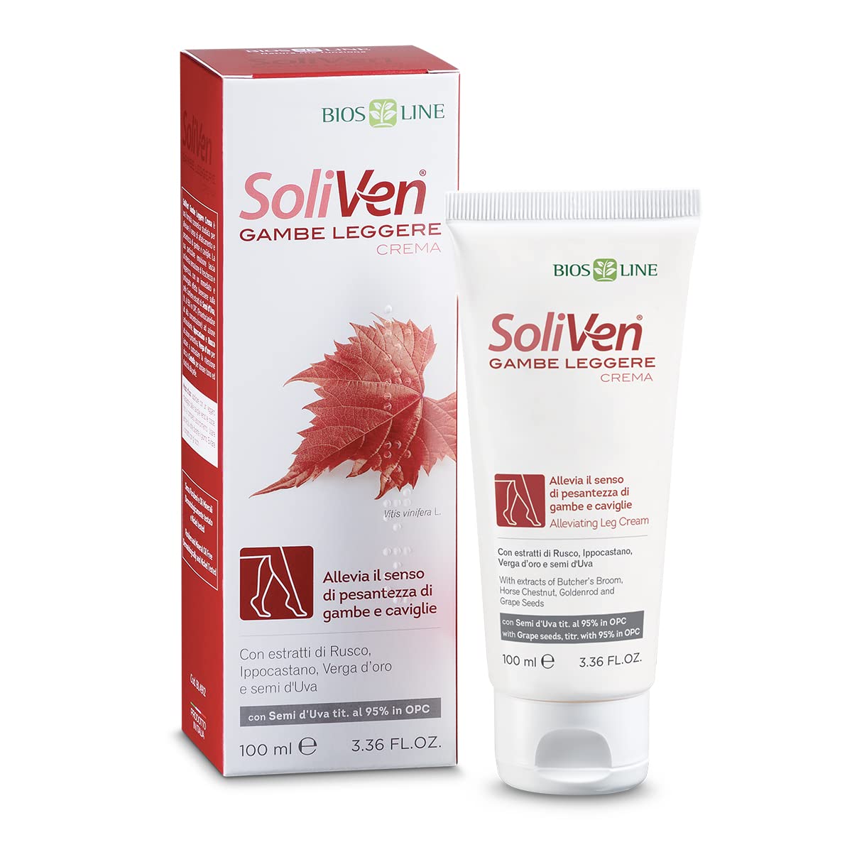 BIOSLINE SoliVenLight Legs Cream, Leg Cream, Relieves Sense of Heaviness Legs and Ankles, Favors Microcirculation, 100 ml