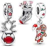 TCZNAF Christmas Fashion Charms for Bracelets and Necklace Pendant Bead Charm Jewelry Present for Women Family Friends