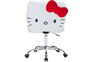IMPRESSIONS VANITY · COMPANY Impressions Vanity Hello Kitty Teddy Swivel Vanity Chair for Makeup Desk, Armless Rolling Chair with Wheels, Adjustable Height, 360 Degree Swing, Comfy Foam Padded Seat and Backrest (Teddy White)