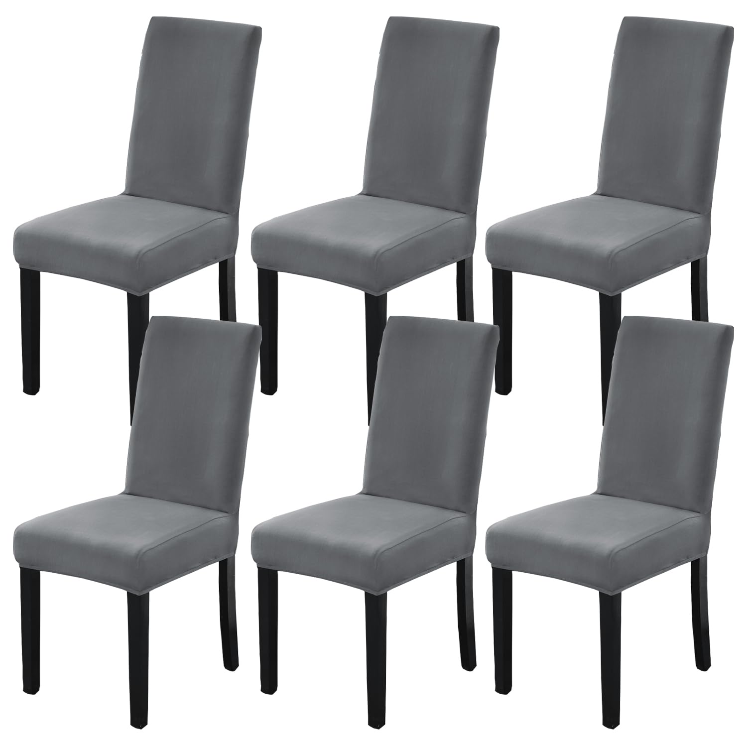 HZDHCLH Chair Covers Set of 4/6 Stretch Modern Chair Slipcovers for Dining Room Kitchen Wedding Party Washable Chair Protector(6pcs,dark gray) — image 1
