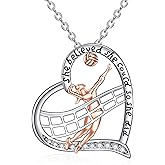 CRMAD Volleyball Gifts Necklace for Players Sterling Silver Abalone Shell/Crystal Sport Inspirational Jewelry for Women