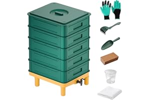 TOP XIAN 85L Large Worm Composter, 5-Layer Worm Compost Bin for Indoor & Outdoor, Starter Kits for Vermicomposting Starter, Garden Worm Composting Bin for Recycling Food Waste (Green)