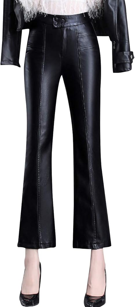 faux leather bootcut pants