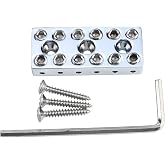 OVSAL 7mm 6 String Headless Guitar String Lock, Solid Brass, Chrome | Double-row String Locking Screws, 3 Mount Screws, For Luthier DIY And Headless Electric Guitar Replacement Hardware