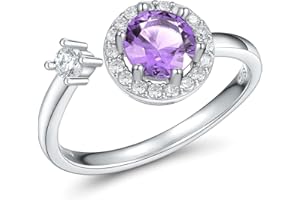 FOREVER QUEEN Birthstone Rings for Women 925 Sterling Silver Womens Month Ring Adjustable Ring Anniversary Birthday Mother's Day Jewelry Gift for Wife Mom Daughter Friend