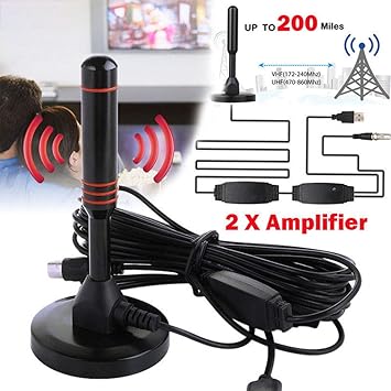 Leoie Indoor Digital HDTV TV Antenna Aerial Amplified 200 Mile Range VHF UHF Freeview