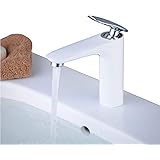 Tondiy Waschtischarmatur Weiß - Edelstahl Mischbatterie Mit Sparfunktion