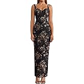 HTZMO Women Summer Floral Bodycon Maxi Dress V Neck Halter Sleeveless Casual Wedding Guest Party Elegant Long Dresses