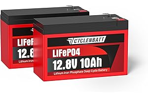 CYCLENBATT 2 Pack 12V 10Ah Lithium Battery, 5000+ Cycles 12V 10Ah LiFePO4 Battery Built-in 10A BMS, 12V Lithium Battery Suitable for Power Wheels, Fish Finder, UPS, Solar Battery