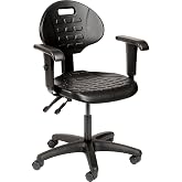 Interion Polyurethane Task Chair with Adjustable Arms, Black