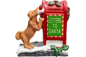 HUNTHAWK Christmas Village Accessories Santa's Mailbox Village Sets Home Collection Ornament Christmas Decoration Cute Resin Puppy for Christmas Festival