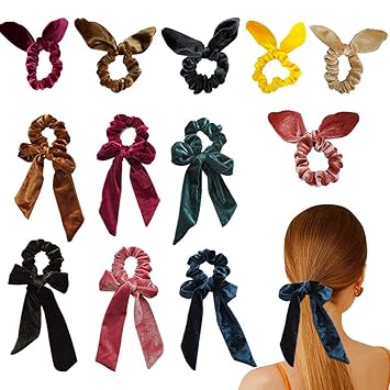 Amazon Com Gabwe 12pcs Scrunchies Ribbon Bowknot Velvet Scrunchy