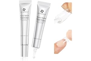 LUCKYFAIRY Super Strong Solid Nail Glue Gel for Press On Nails Tips, No Lamp Needed Semi Gel Nail Glue 10g (2pcs) Quick Drying Adhesive Long Lasting Fake Acrylic Nails Kit