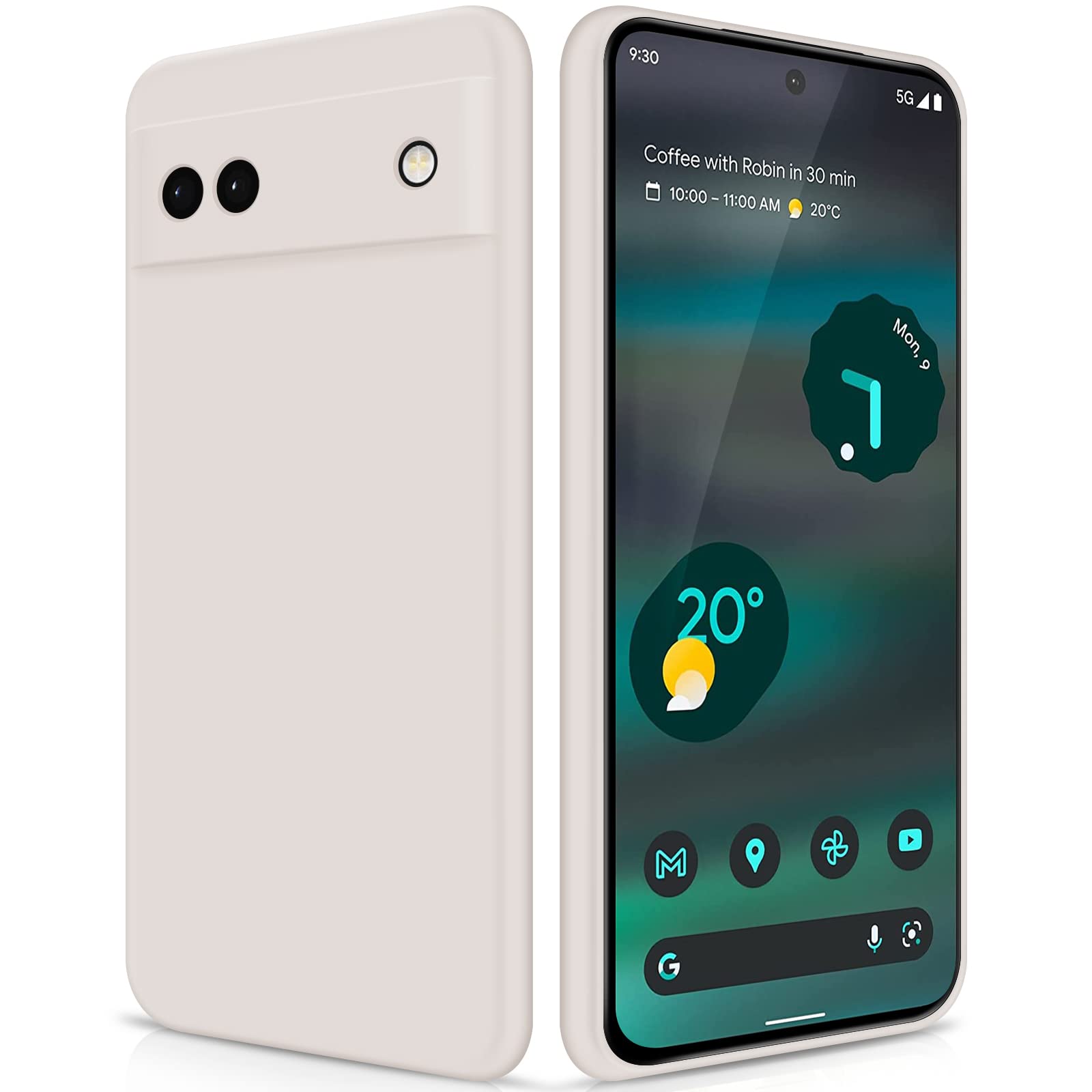 GiiYoon Case Compatible with Google Pixel 6a, Silky-Soft Touch Full-Body Protective Phone Silicone Case, Shockproof Cover with Microfiber Lining, off white — image 1