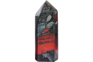 AMOYSTONE Healing Stone Tower Large African Bloodstone Healing Crystal Wand Bloodstone Hexagonal Point Obelisk Irregular 2.5-3 Lbs, Spiritual Meditation, Reiki Chakra Gemstone Home Decor