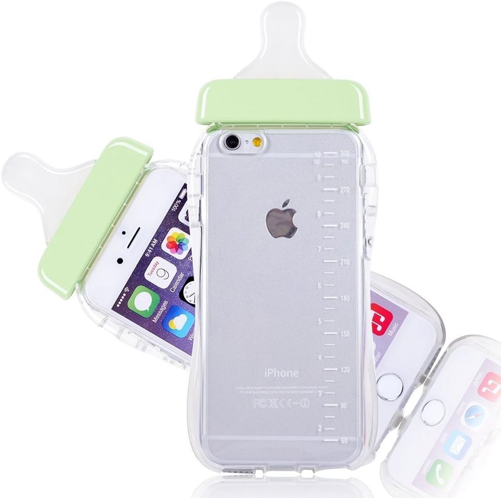 DStores for iPhone 6 Plus/6s Plus 5.5 inch Case, Transparent Baby Bottle Milk Cartoon Silicone Soft Slim Transparent TPU Cover - Yellow