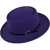 Cotilafi Pork Pie Hat Flat Top Fedora, Vintage Panama Classical Jazz Party Hats, Outdoor Travel Street Cap Sun Caps