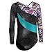 HOZIY Long Sleeve Leotards for Girls Gymnastics Dance 9-10 Shiny Colorful Ribbons Pink