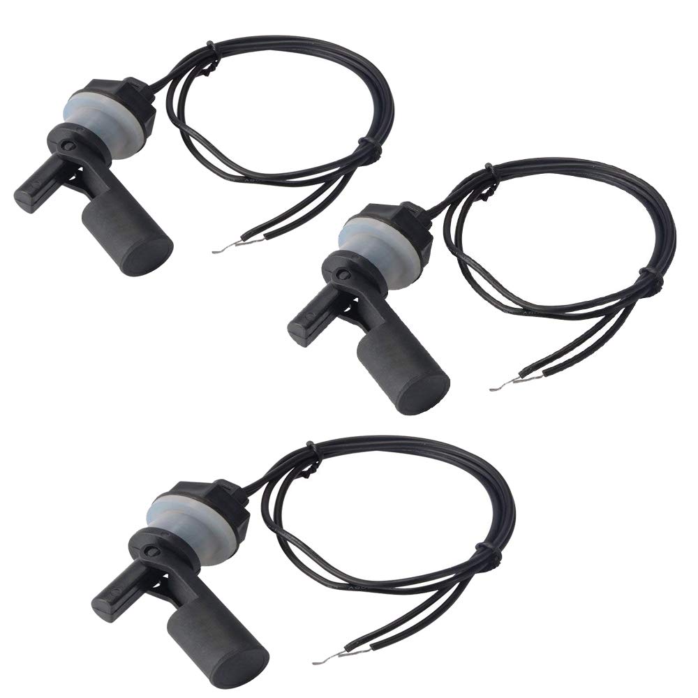 PP Low Pressure Side Mount Horizontal Water Level Sensor Liquid Level Sensing Float Switch Wire Cable 3Pcs