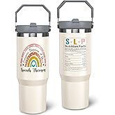 soeufnwhf Speech Therapy 30 oz Tumbler with Handle and Straw Stainless Steel Insulated SLP Travel Coffee Mug Cups Speech Language Pathology Tumblers Speech Pathologist Therapist Gifts for Women