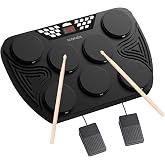 KONIX Electronic Tabletop Drum Set, Portable Electric Drum Kit with 7 Velocity Sensitivity Drum Pads, LED Drum Light, USB-MIDI Mac &amp; PC Support, Ideal Gift for Adult and Beginners