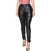 Womens High Waisted Stretch Faux Leather Pants PU Coated Legging Juniors