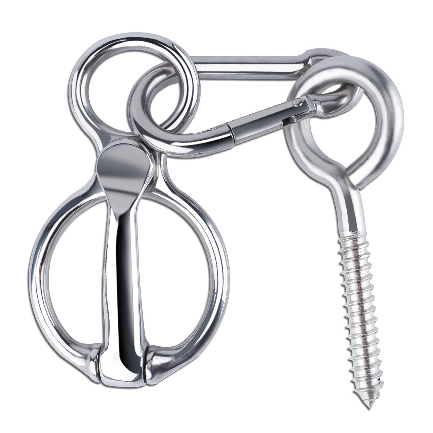 3pcs Heavy Duty Horse Tie Ring, Durable Stainless Steel Tie Ring for Horses with Eye Bolt Horse Tie Post Quick Release Safety Horse Accessories